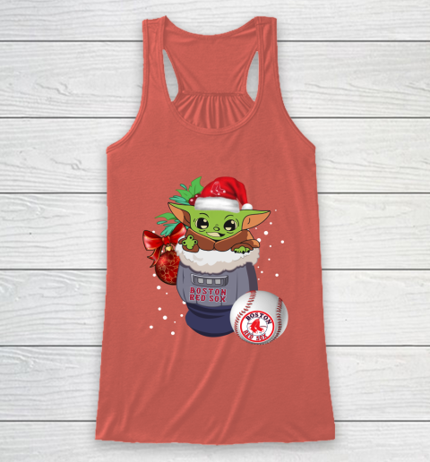 Boston Red Sox Christmas Baby Yoda Star Wars Funny Happy MLB Racerback Tank 4