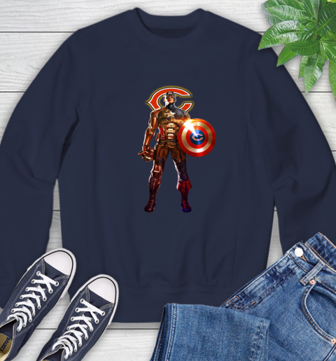NFL Captain America Marvel Avengers Endgame Football Sports Chicago Bears Sweatshirt 3