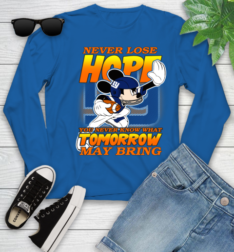 New York Giants NFL Football Mickey Disney Never Lose Hope Youth Long Sleeve 10