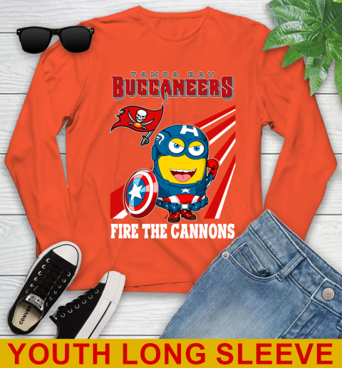 NFL Football Tampa Bay Buccaneers Captain America Marvel Avengers Minion Shirt Youth Long Sleeve 3
