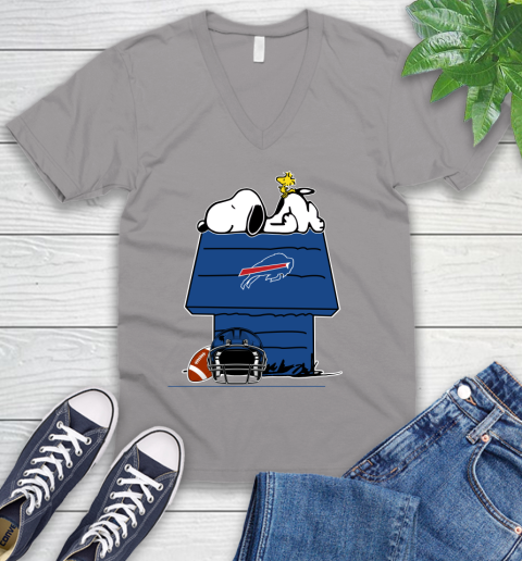 Buffalo Bills NFL Football Snoopy Woodstock The Peanuts Movie V-Neck T-Shirt 4