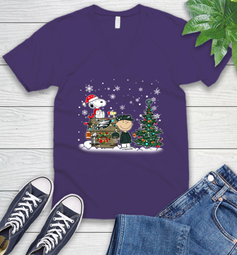 NFL Philadelphia Eagles Snoopy Charlie Brown Christmas Football Super Bowl Sports V-Neck T-Shirt 9