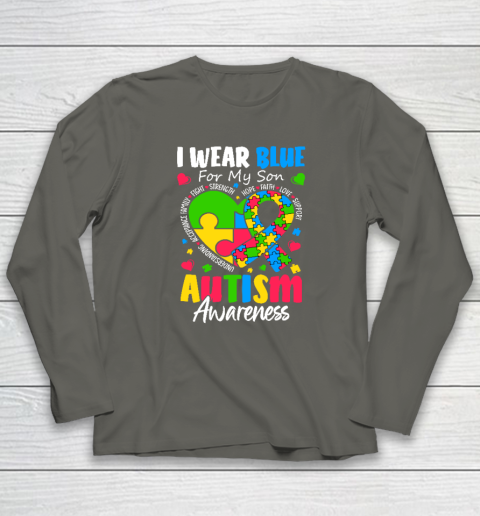 I Wear Blue For My Son Autism Awareness Long Sleeve T-Shirt 4