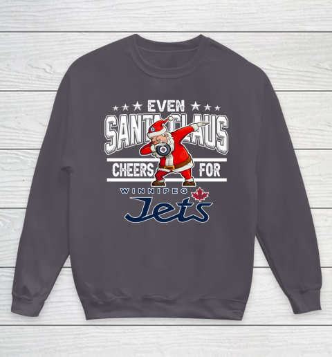 Winnipeg Jets Even Santa Claus Cheers For Christmas NHL Youth Sweatshirt 5