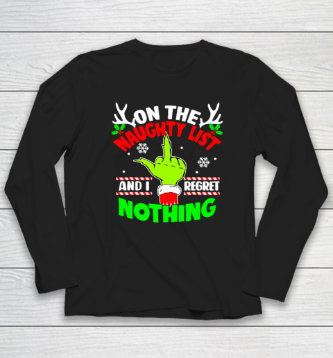 Funny On The List Of Naughty And I Regret Nothing Christmas Long Sleeve T-Shirt