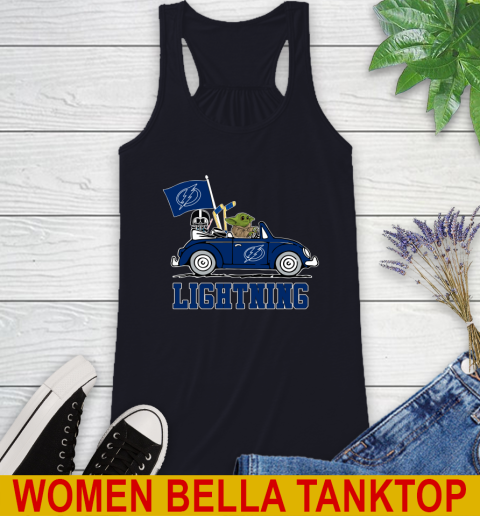 NHL Hockey Tampa Bay Lightning Darth Vader Baby Yoda Driving Star Wars Shirt Racerback Tank 10