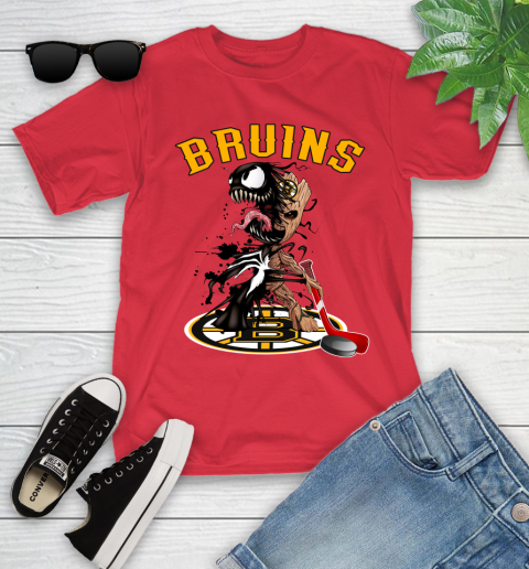 NHL Boston Bruins Hockey Venom Groot Guardians Of The Galaxy Youth T-Shirt 10