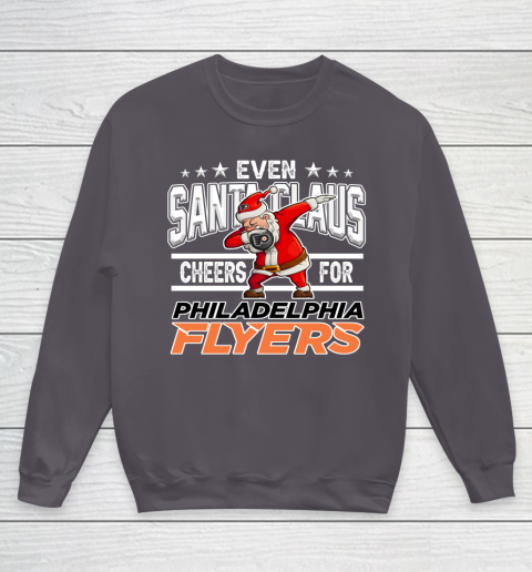 Philadelphia Flyers Even Santa Claus Cheers For Christmas NHL Youth Sweatshirt 5
