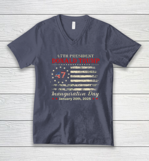 President Donald Trump Inauguration Day 2025 Vintage US Flag V-Neck T-Shirt 6