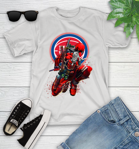 NBA Deadpool Marvel Comics Sports Basketball Detroit Pistons Youth T-Shirt