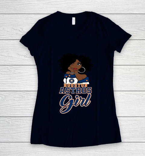 Houston Astross Girl MLB Women's V-Neck T-Shirt 3
