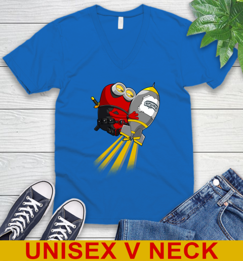 NBA Basketball San Antonio Spurs Deadpool Minion Marvel Shirt V-Neck T-Shirt 5