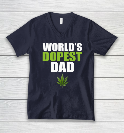 World's Dopest Dad Marijuana V-Neck T-Shirt 2