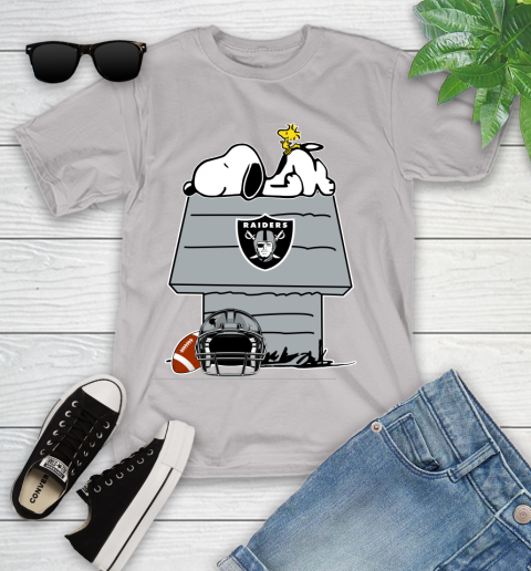 Oakland Raiders NFL Football Snoopy Woodstock The Peanuts Movie Youth T-Shirt 12