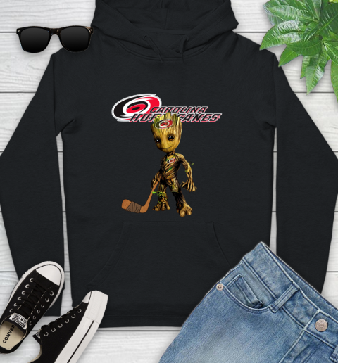 Carolina Hurricanes NHL Hockey Groot Marvel Guardians Of The Galaxy Youth Hoodie Tee For Sports