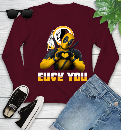 NHL Washington Redskins Deadpool Love You Fuck You Football Sports Youth Long Sleeve 6