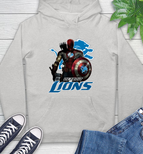 NFL Captain America Thor Spider Man Hawkeye Avengers Endgame Football Detroit Lions Hoodie