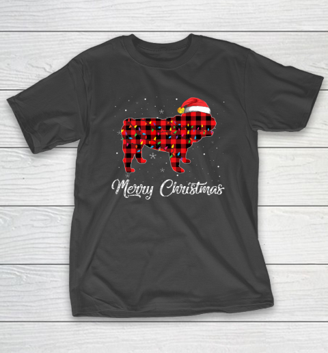 Christmas English Bulldog Red Plaid Dog Lover Pajama Gift T-Shirt