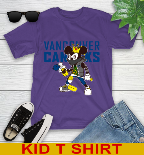 Vancouver Canucks NHL Hockey Mickey Peace Sign Sports Youth T-Shirt 4