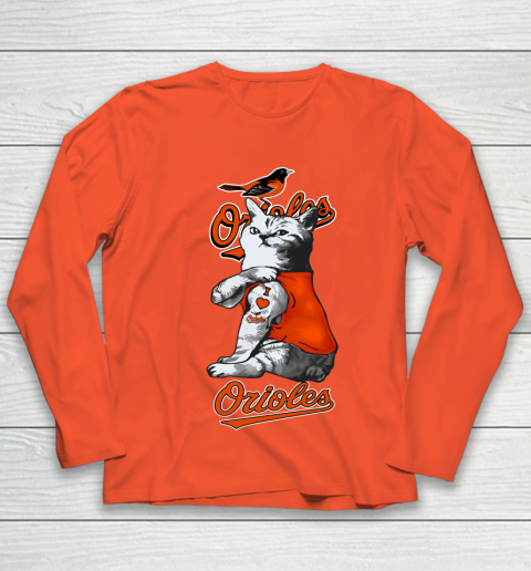 MLB Baseball My Cat Loves Baltimore Orioles Youth Long Sleeve 3