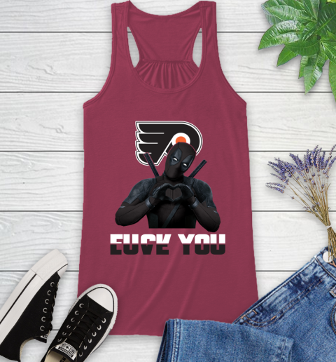 NHL Philadelphia Flyers Deadpool Love You Fuck You Hockey Sports Racerback Tank 7