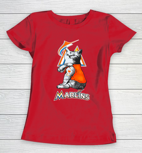 MLB Baseball My Cat Loves Miami Marlins Women's T-Shirt 9