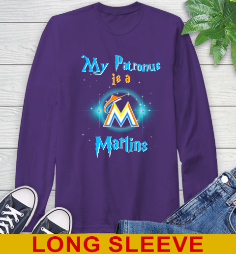 MLB Baseball Harry Potter My Patronus Is A Miami Marlins Long Sleeve T-Shirt 5