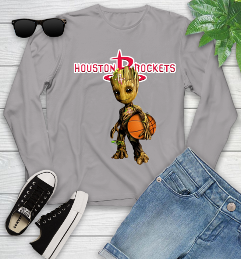 Houston Rockets NBA Basketball Groot Marvel Guardians Of The Galaxy Youth Long Sleeve 5