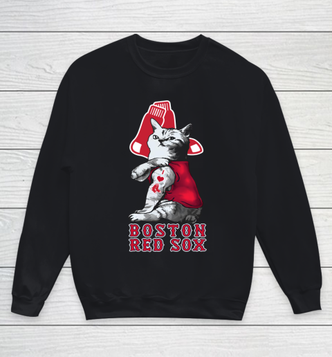 MLB Baseball My Cat Loves Boston Red Sox Youth Sweatshirt