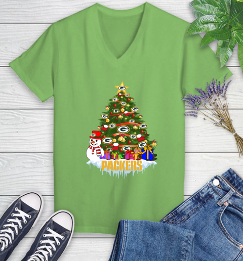 Green Bay Packers Merry Christmas NFL Football Sports Women's V-Neck T-Shirt 11