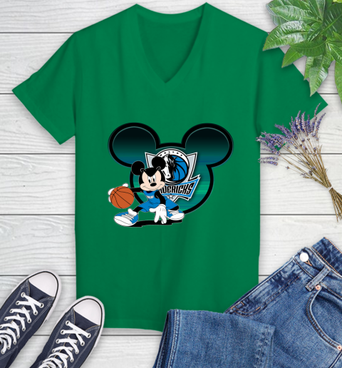 NBA Dallas Mavericks Mickey Mouse Disney Basketball Women's V-Neck T-Shirt 5
