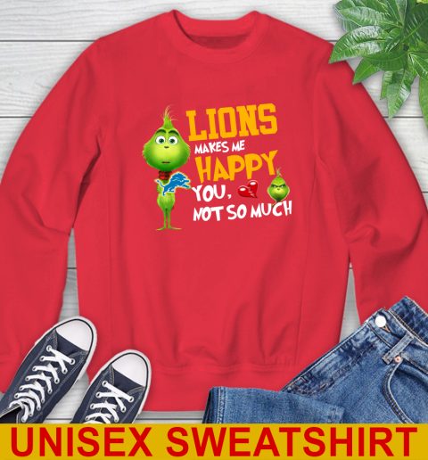 NFL Detroit Lions Makes Me Happy You Not So Much Grinch Football Sports Sweatshirt 12