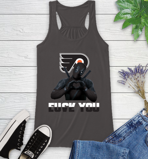 NHL Philadelphia Flyers Deadpool Love You Fuck You Hockey Sports Racerback Tank 11