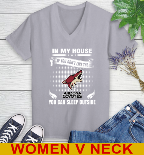 Arizona Coyotes NHL Hockey In My House If You Don't Like The Coyotes You Can Sleep Outside Shirt Women's V-Neck T-Shirt 4