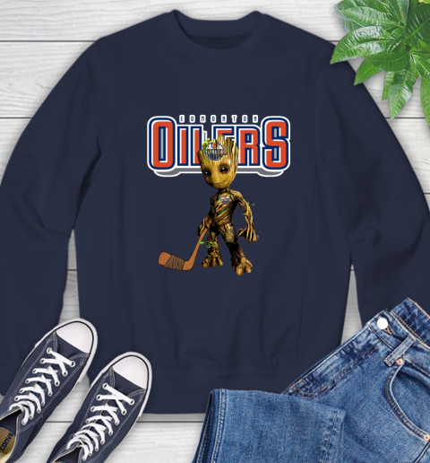 Edmonton Oilers NHL Hockey Groot Marvel Guardians Of The Galaxy Sweatshirt 3