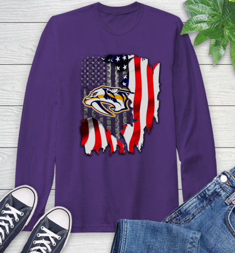 Nashville Predators NHL Hockey American Flag Long Sleeve T-Shirt 5