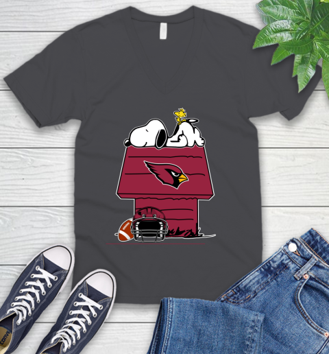 Arizona Cardinals NFL Football Snoopy Woodstock The Peanuts Movie V-Neck T-Shirt 5