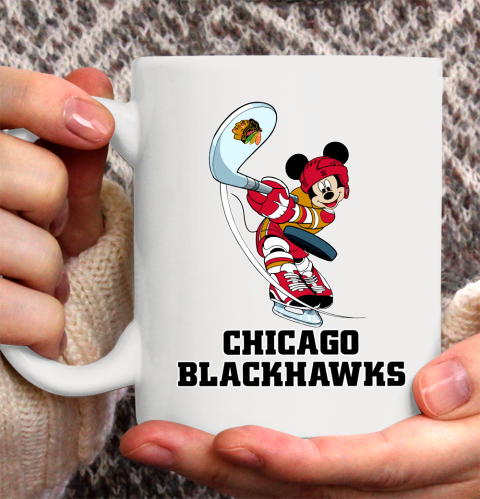 NHL Hockey Chicago Blackhawks Cheerful Mickey Mouse Shirt Ceramic Mug 11oz 2