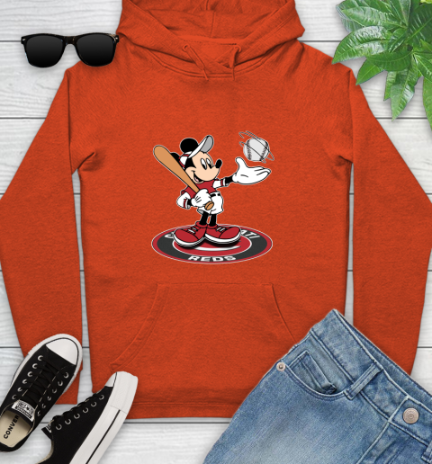 MLB Baseball Cincinnati Reds Cheerful Mickey Disney Shirt Youth Hoodie 6 MLB Baseball Cincinnati Reds Cheerful Mickey Disney Shirt Youth Hoodie - Image 6