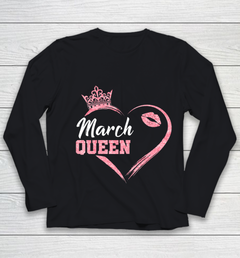 Womens Ph Cute March Birthday Queen Costume heart gift Youth Long Sleeve