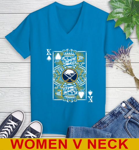 Buffalo Sabres NHL Hockey The King Of Spades Death Cards Shirt Women's V-Neck T-Shirt 7