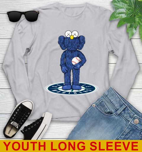 MLB Baseball Seattle Mariners Kaws Bff Blue Figure Shirt Youth Long Sleeve 7 MLB Baseball Seattle Mariners Kaws Bff Blue Figure Shirt Youth Long Sleeve - Image 7