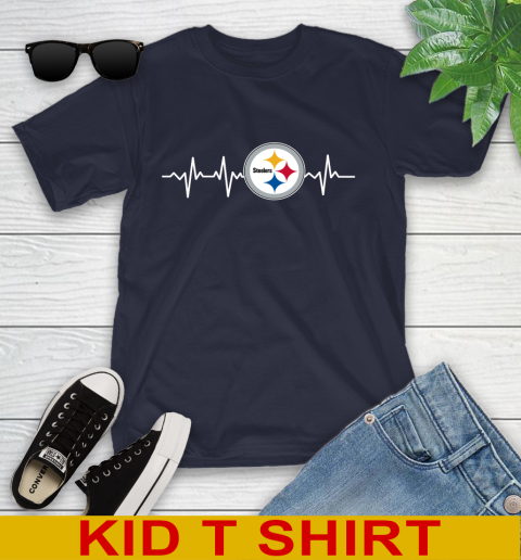 Pittsburgh Steelers NFL Football Heart Beat Shirt Youth T-Shirt 2