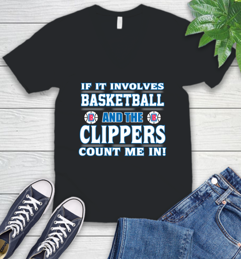 NBA If It Involves Basketball And Los Angeles Clippers Count Me In Sports V-Neck T-Shirt 2