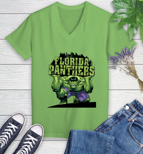 Florida Panthers NHL Hockey Incredible Hulk Marvel Avengers Sports Women's V-Neck T-Shirt 11