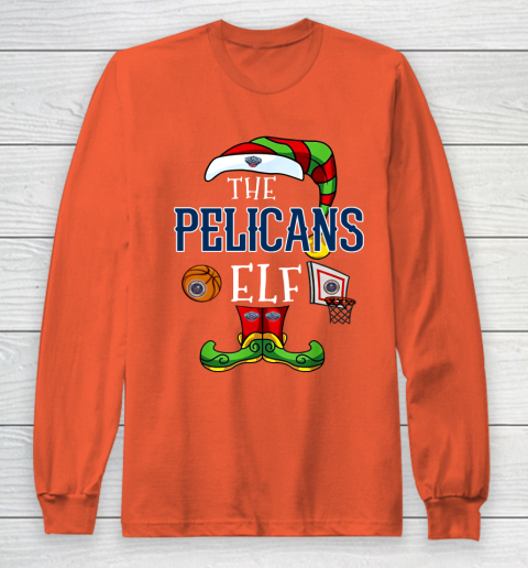 New Orleans Pelicans Christmas ELF Funny NBA Long Sleeve T-Shirt - Image 4
