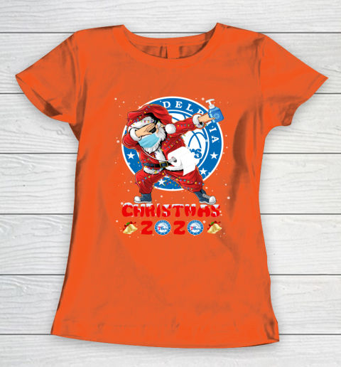 Philadelphia 76ers Funny Santa Claus Dabbing Christmas 2020 NBA Women's T-Shirt 3