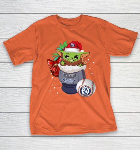 San Diego Padres Christmas Baby Yoda Star Wars Funny Happy MLB T-Shirt 6
