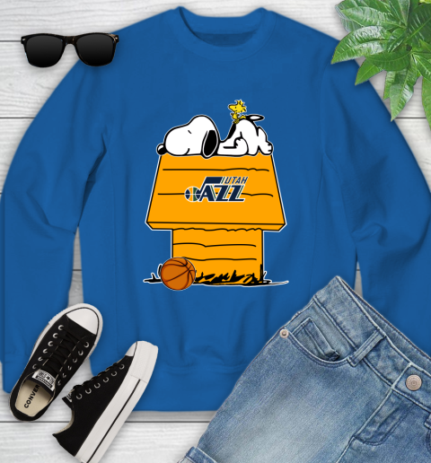 Utah Jazz NBA Basketball Snoopy Woodstock The Peanuts Movie Youth Sweatshirt 8