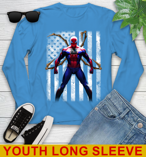 NBA Basketball Dallas Mavericks Spider Man Avengers Marvel American Flag Shirt Youth Long Sleeve - Image 9